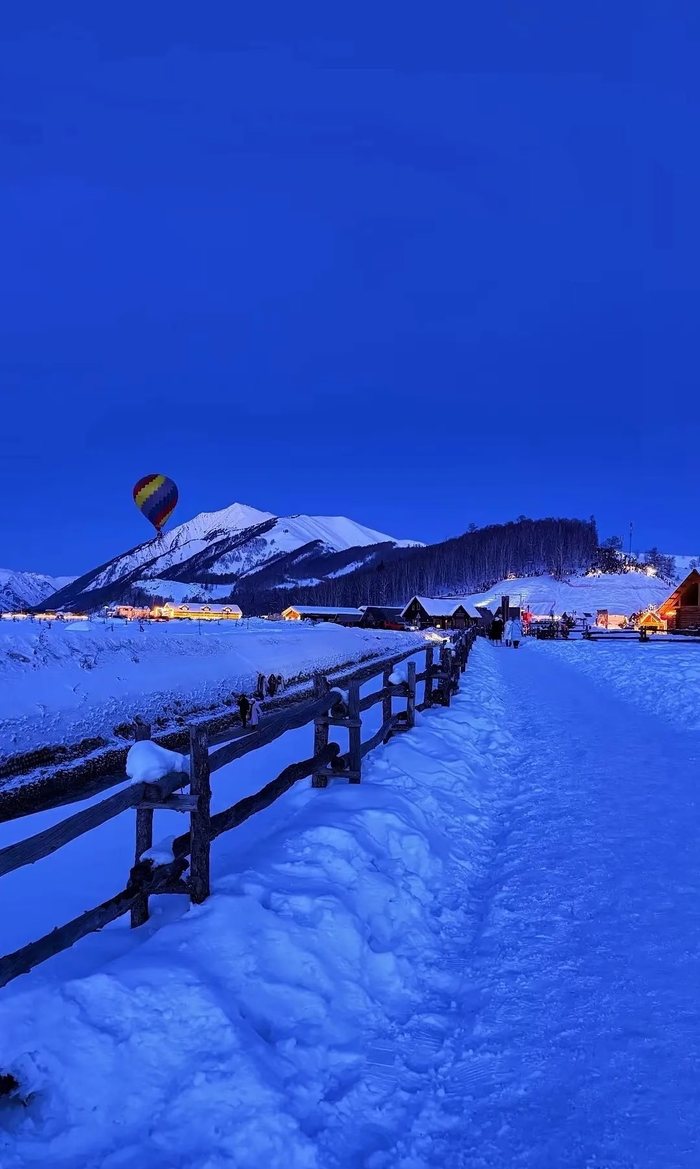 Hemu snow village at blue hour